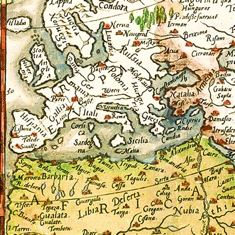 World Map 1578 medieval world map vintage antique map of | Etsy