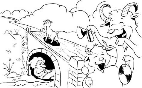 Free Three Billy Goats Gruff Coloring Pages - DerwinnBernett