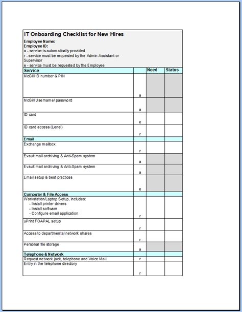 √ Free Printable IT Onboarding Checklist Template | Checklist Templates