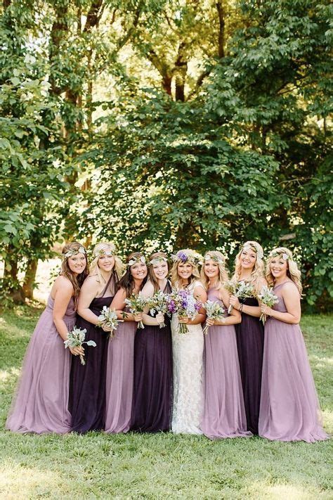 Purple Boho Rustic Chic Wedding | Purple bridesmaid dresses, Violet wedding, Dusty purple ...