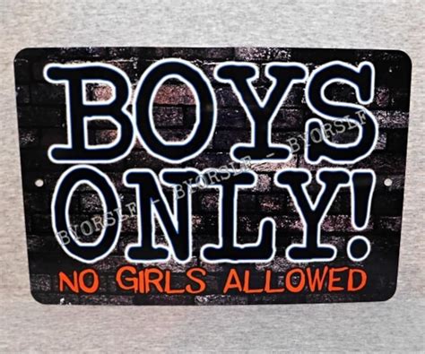 Metal Sign BOYS ONLY No Girls Allowed Man Men Door Tree House Bedroom 8 X 12 Aluminum Kids Room ...