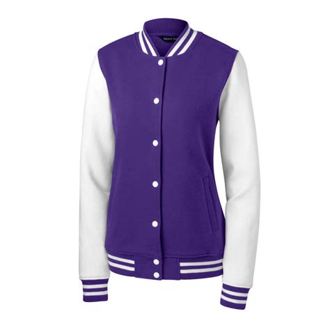 Sport-Tek Women's Purple/White Fleece Letterman Jacket