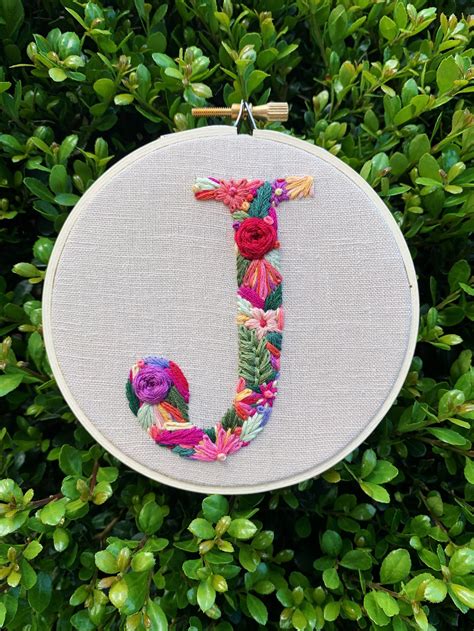 PDF Pattern Letter J Floral Monogram Embroidery Pattern - Etsy