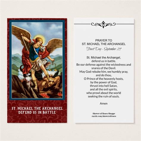 St. Michael the Archangel Prayer Holy Card | Zazzle.com | Archangel ...