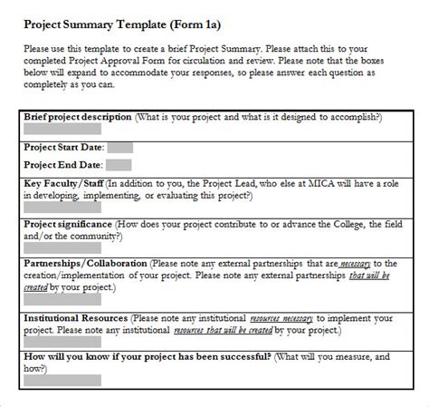 Project Summary Report Template