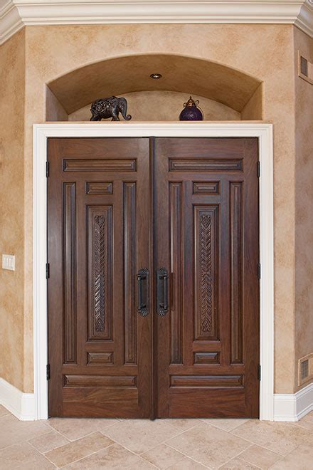 Interior Door Custom - Double - Solid Wood with Walnut Finish, Classic ...