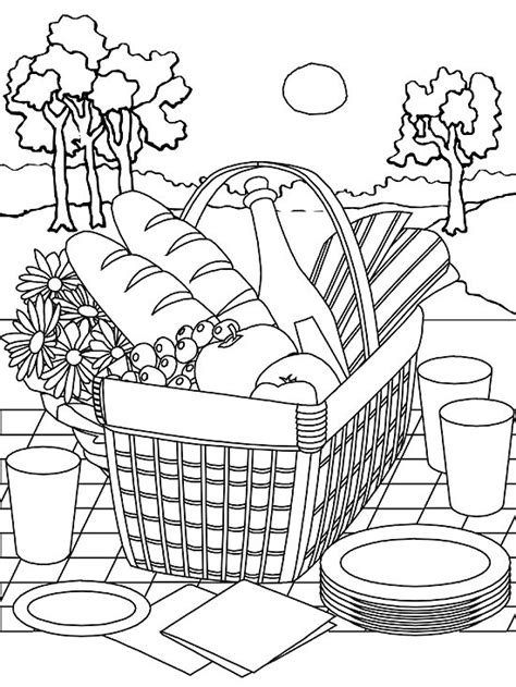 Picnic Basket Coloring Page