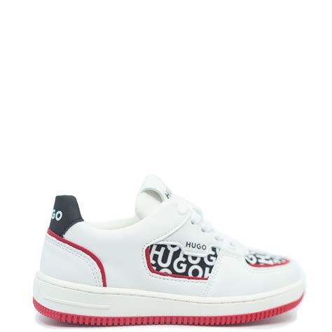 Hugo Boss White Logo Lace Sneakers - Tassel Children Shoes