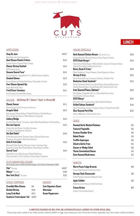 Online Menu of Cuts Steakhouse Restaurant, Atlanta, Georgia, 30303 - Zmenu