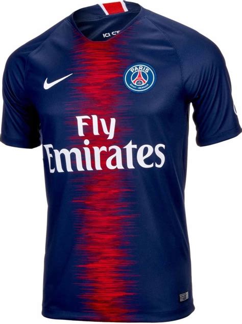 the paris saint - germains away shirt is shown in blue and red with white stripes