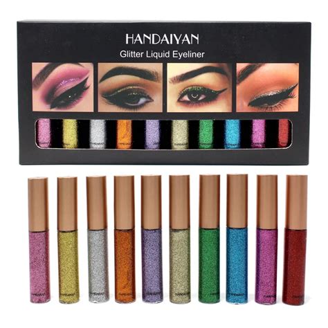 HANDAIYAN 10pcs/set Liquid Glitter Eyeliner Shimmer Metallic Pigment ...