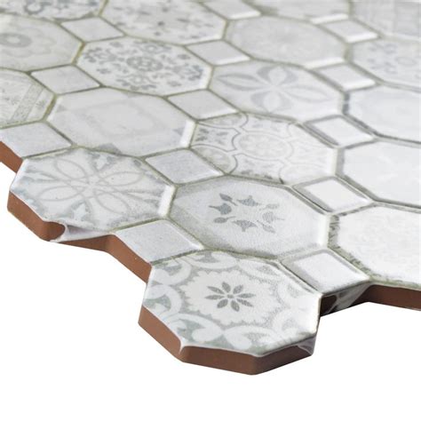 Edredon 12" x 12" Ceramic Octagon and dot Mosaic Wall & Floor Tile | Ceramic floor, Floor and ...