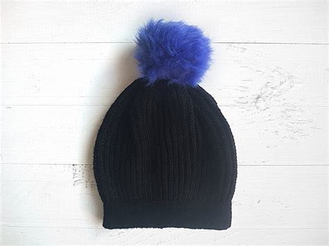 Pom Pom Beanie Black Beanie Pom Pom Hat EXPRESS Shipping | Etsy