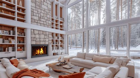 Snowy Forest Sanctuary | Cozy Fireplace Ambience & Relaxing Snowfall ...