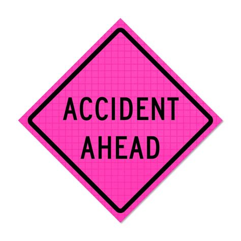 Accident Ahead - 36" x 36" Pink Roll Up Traffic Sign