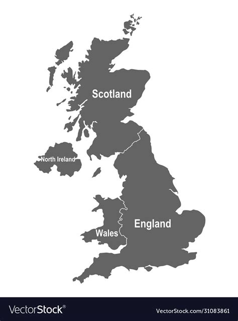 Map great britain with constituent countries Vector Image