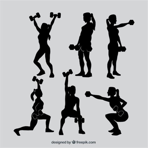 Free Vector | Fitness woman silhouettes collection