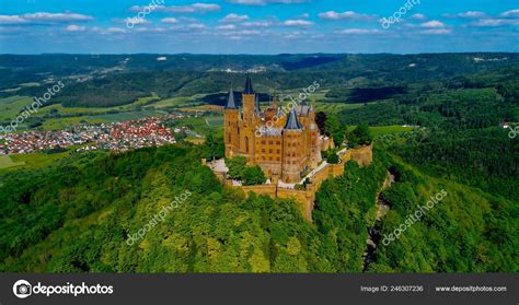 Aerial View Famous Hohenzollern Castle Germany Photo Taken Drone Stock ...