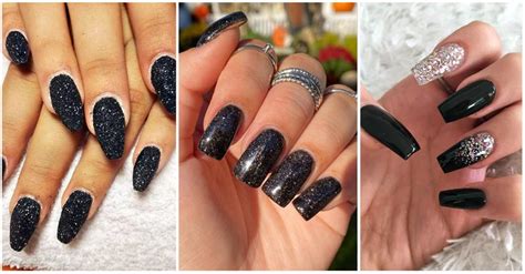 UPDATED: 35+ Classic Black Sparkly Nails (December 2020)