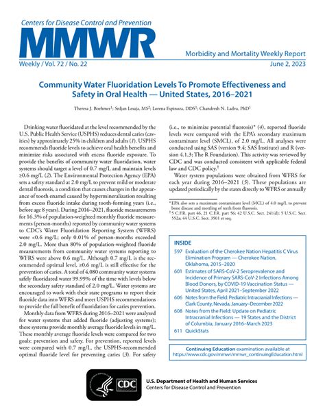 (PDF) Community Water Fluoridation Levels To Promote Effectiveness and Safety in Oral Health ...