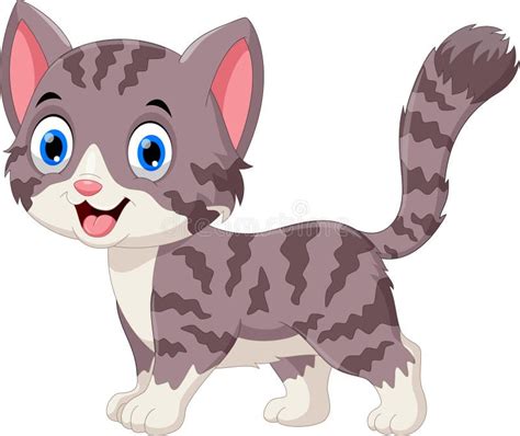 Illustration of Cute Grey Cat Cartoon Stock Vector - Illustration of ...