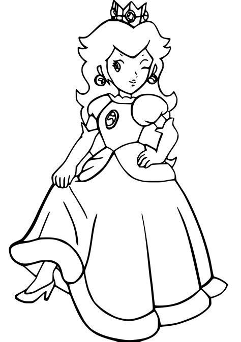 Printable Princess Peach Coloring Sheets Easy for Kids - Blank Outline Pictures to Coloring ...