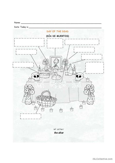 DAY OF THE DEAD ALTAR VOCABULARY: English ESL worksheets pdf & doc