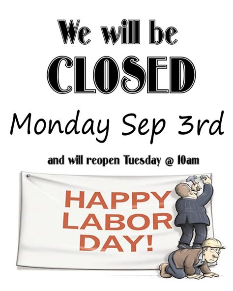 Free Printable Labor Day Closed Sign Template