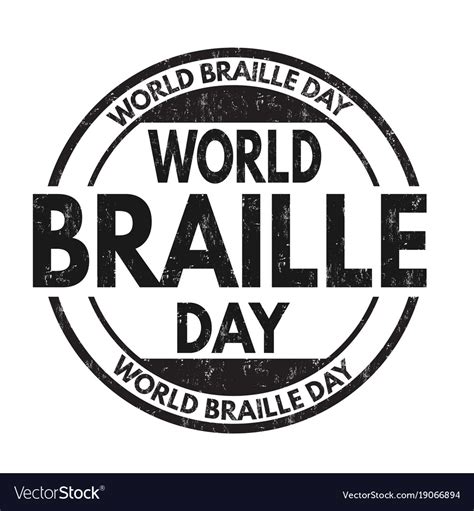 World braille day grunge rubber stamp Royalty Free Vector