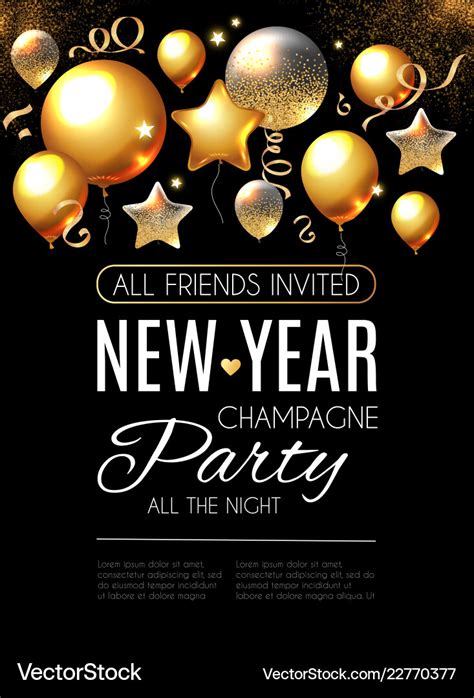 Happy new year party poster template realistic Vector Image