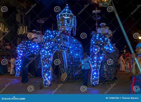 Ceremonial Elephants Parade Through The Streets Of Kandy During The ...