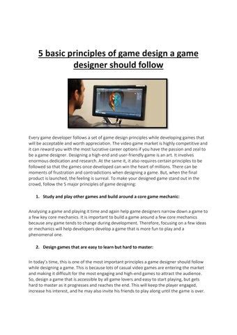 5 basic principles of game design a game designer should follow by Maac ...