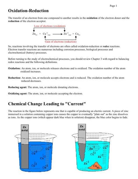 Oxidation-Reduction Chemical Change Leading to "Current"