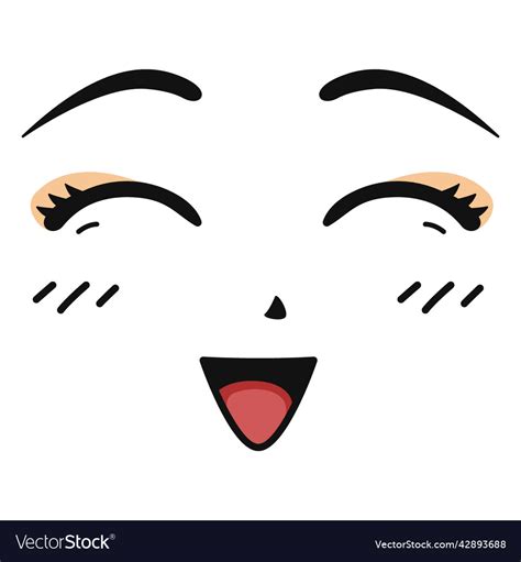 Laughing anime face color stroke high quality Vector Image