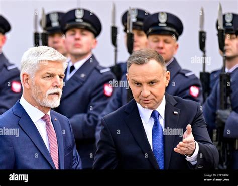 Warsaw, Poland. 16th Mar, 2023. Polish President Andrzej Duda (right ...