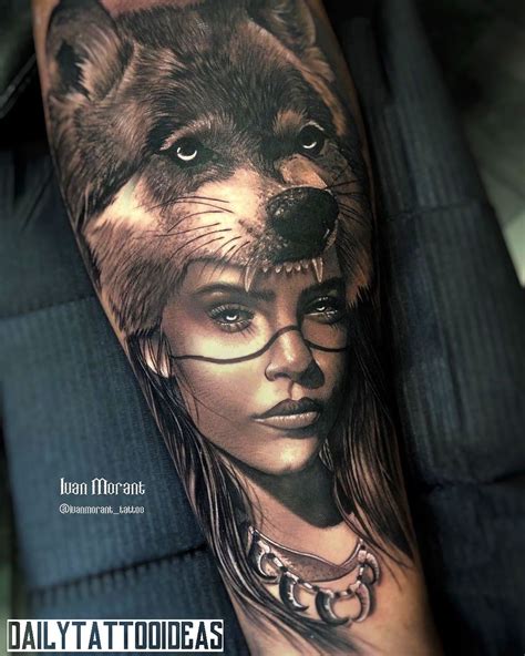 🐺🐺 Wolf Girl Tattoo by Ivan Morant » #wolftattoo #girltattoo #forearmtattoo | Wolf tattoo sleeve ...