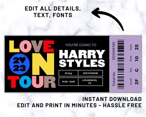 Harry Styles Love on Tour Ticket 2023 Concert Ticket Custom - Etsy