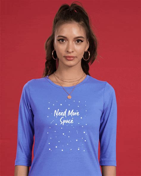 Buy Starry Space Glow In Dark Round Neck 3/4th Sleeve T-Shirt for Women blue Online at Bewakoof