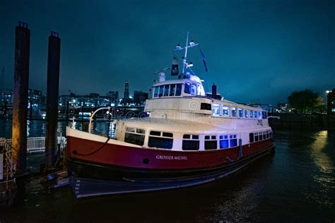 Hamburg harbor night view editorial stock photo. Image of container ...