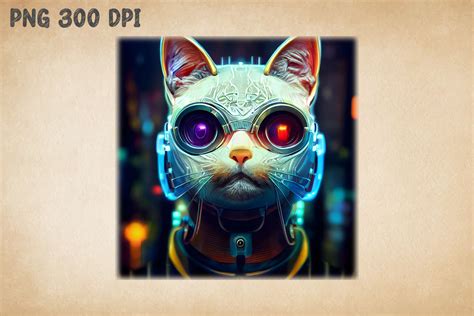 CyberPunk Cat Art 2 By Mulew Art | TheHungryJPEG.com