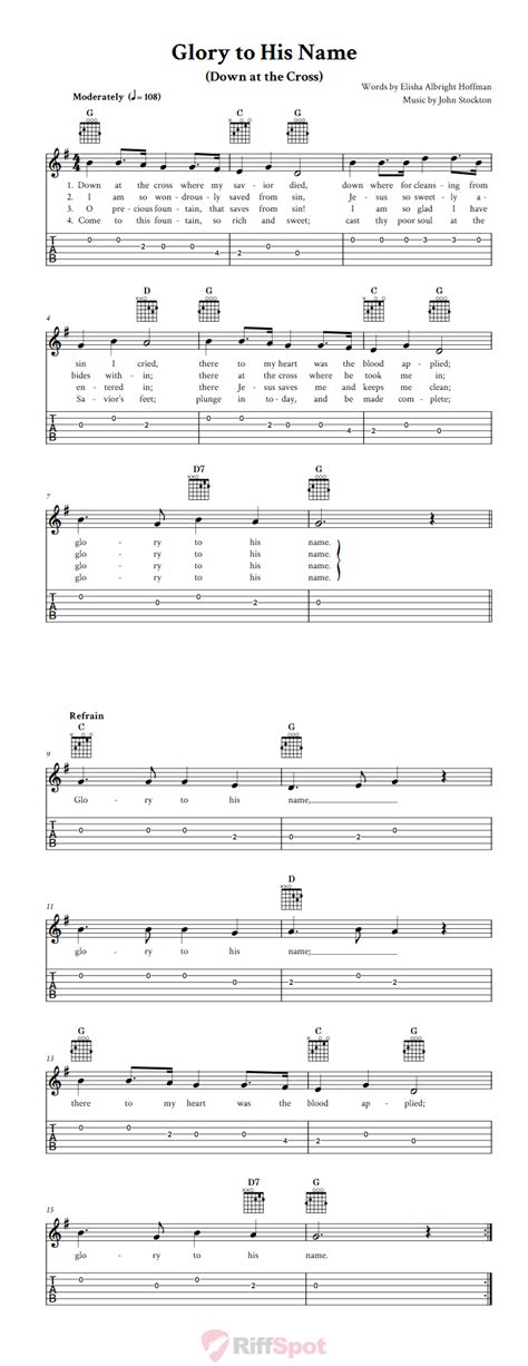 Glory To His Name - Easy Guitar Sheet Music and Tab with Chords and Lyrics