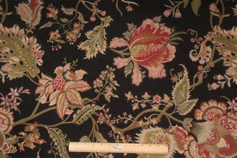 Floral Tapestry Upholstery Fabric in Black