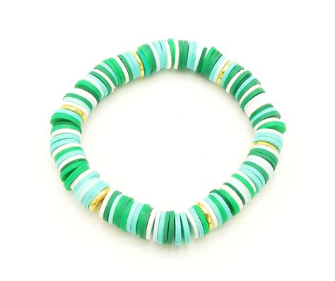 multi-green clay bracelet in 2020 | Clay bracelet, Mini bracelet, Bracelets