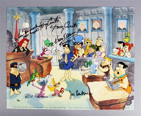 Hanna-Barbera Flintstones Cast Signed Original Hand Painted Cel JSA ...