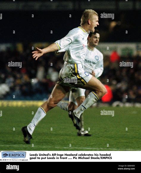 Leeds uniteds alf inge haaland celebrates hi-res stock photography and ...