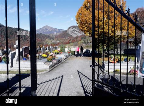 All Saints Day in a cemetery. Main gate. France Stock Photo - Alamy