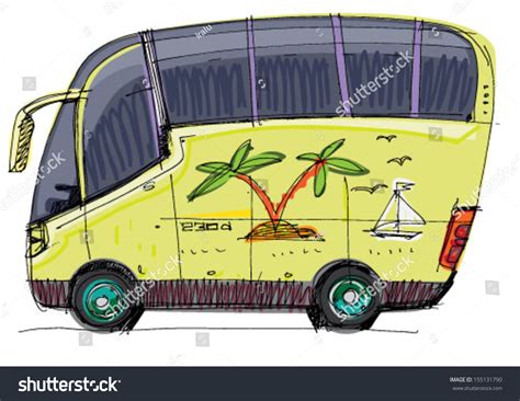 Tourist Bus - Cartoon Stock Vector Illustration 155131790 : Shutterstock