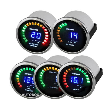 Autotecnica Electronic Digital LED Dual Display Volts Voltmeter Gauge LCD 52mm | Autobox