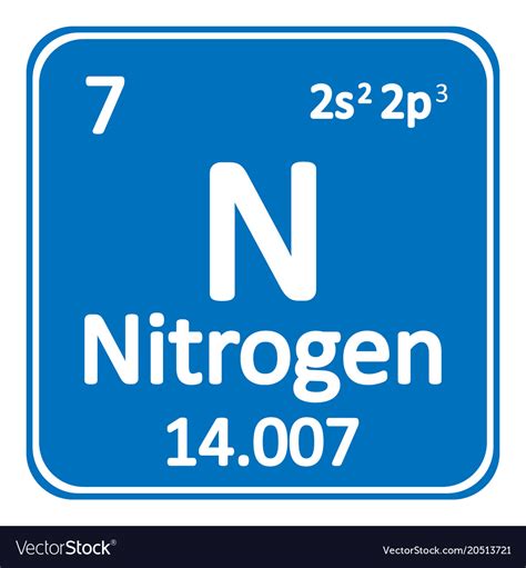 Periodic table element nitrogen icon Royalty Free Vector