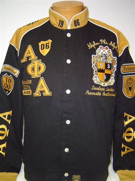 New! Black & Gold Alpha Phi Alpha Fraternity Inc. Racing Style Jacket ...